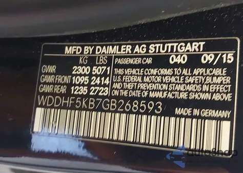 2016 Mercedes-Benz E 350 from USA, damaged, VIN WDDHF5KB7GB268593